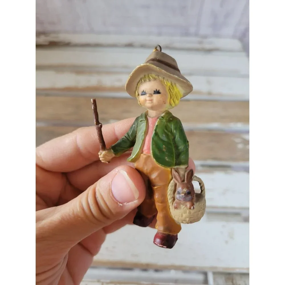 Vintage black eyes child rabbit ornament Xmas‎ tree holiday home decor